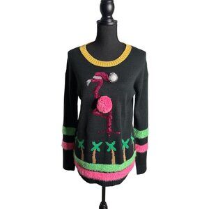 Derek Heart Women's Christmas Flamingo Sweater M